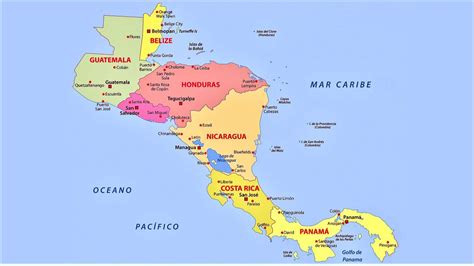 Mapa De Centroamérica América Central Político Físico Para Imprimir