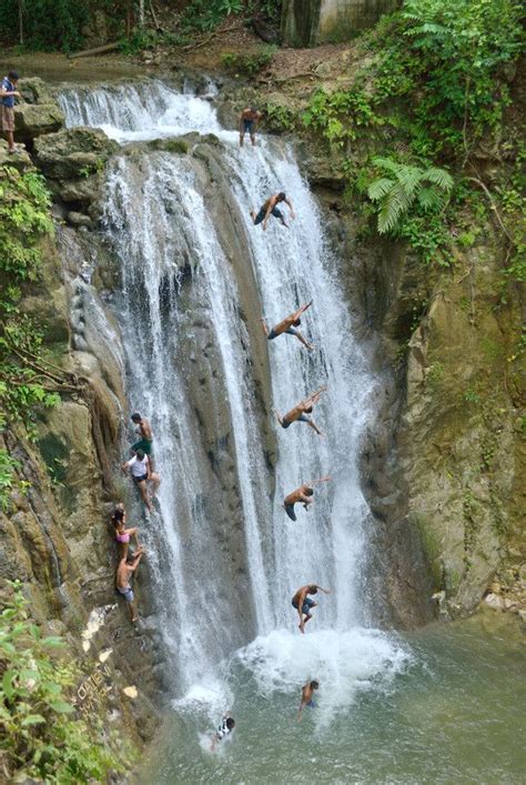 a 20 meter jumping in waterfall called la saltadera in rio san juan dominican republic