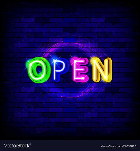 Neon Inscription Open Royalty Free Vector Image