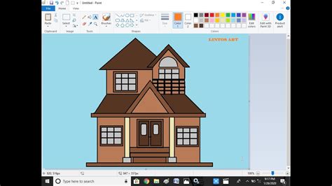 Drawing A Mansion Using Ms Paint Youtube