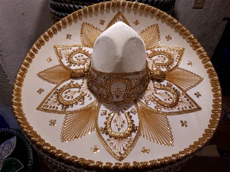 Sombrero Charro Blanco Adulto Oro Plata Fabricante Mexicano 59900