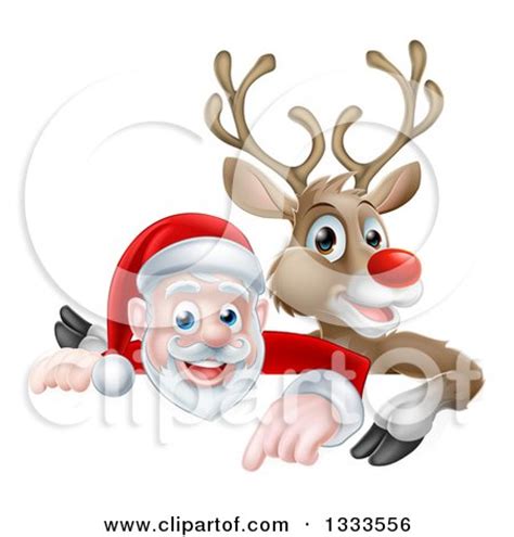 Upside down illustrations and clipart (2,223). Clipart of a Cartoon Christmas Santa Claus and Red Nosed ...