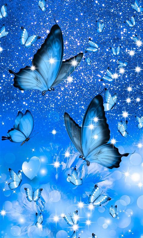 Blue Butterfly Wallpaper Aesthetic With White Background Download