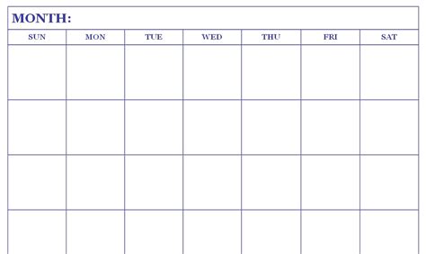 Free Blank Printable Calendars Calendar Templates