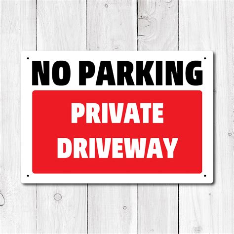 No Parking Private Driveway Metal Sign Etsy