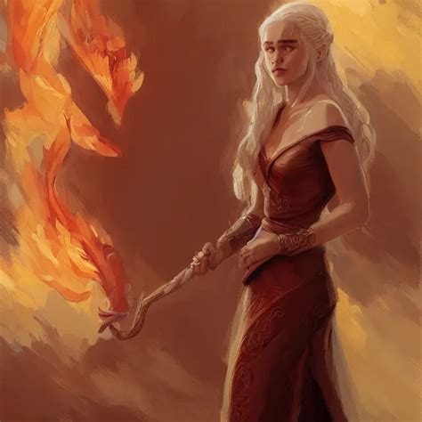 Daenerys Targaryen As A Firebender Portrait Elegant Stable