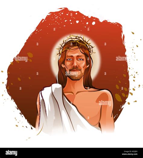 Portrait Of Jesus Christ Wearing A Thorn Crown Stock Photo Alamy