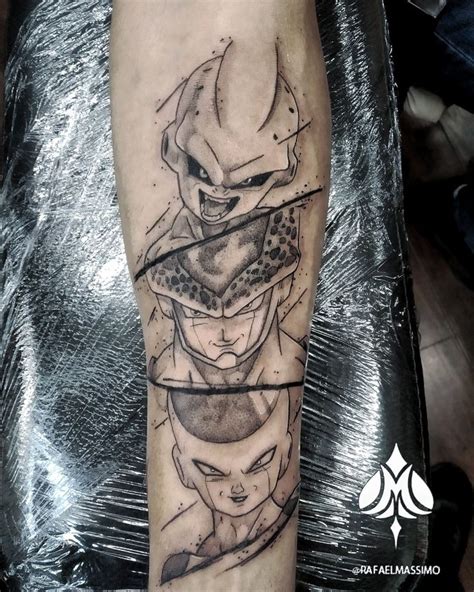 The biggest gallery of dragon ball z tattoos and sleeves, with a great character selection from goku to shenron and even the dragon balls themselves. Dragon ball Z villains blackwork tattoo by @rafaelmassimo em 2020 | Frases