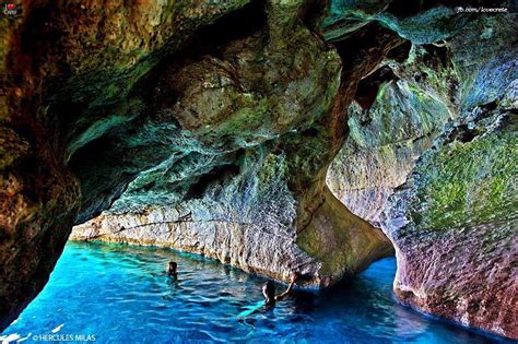 Swimming In The Sea Caves Next To Marmara Or Dialeskari Beach