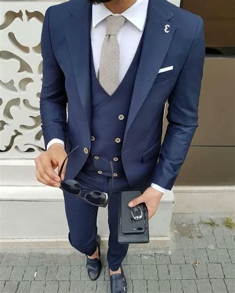 2017 Latest Coat Pant Designs Navy Blue Men Suit Jacket Groom Style