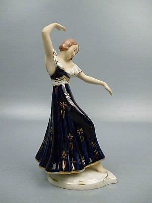 Art Deco Royal Dux Porcelain Lady Dancer Figurine Elly Strobach Ballerina PC Figurines