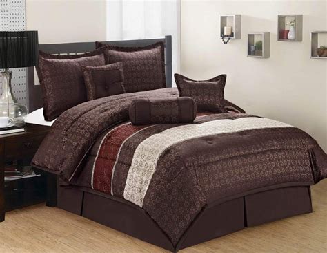 Shop for brown comforter sets at bed bath & beyond. Jacquard 7 Pieces Brown Beige & Burgundy Striped and ...