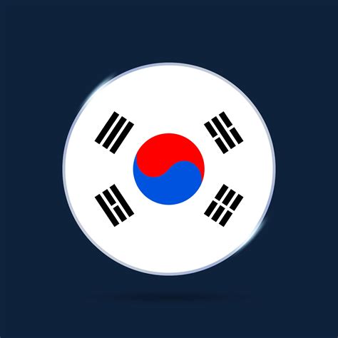 South Korea National Flag Circle Button Icon Simple Flag Official