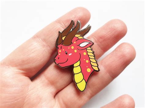Happy Dragon Enamel Pin Cute Lapel Pin Red Dragon Badge Etsy