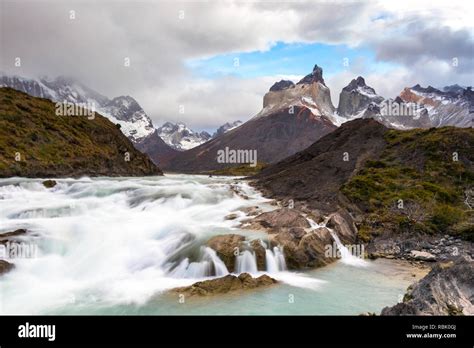 Salto Grande Waterfall At Torres Del Paine National Park Patagonia