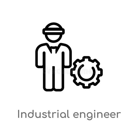 Outline Industrial Engineer Vector Icon Isolated Black Simple Line