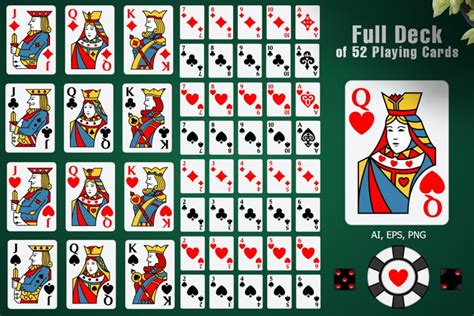 Full Deck Of 52 Playing Cards Simple Game Cards