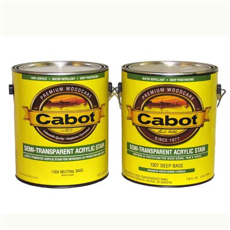 Cabot wood protector, 128 oz/gal capacity, liquid, clear, slight odor/scent, composition: Cabot® Semi-Transparent Acrylic Stain (1300 Series ...