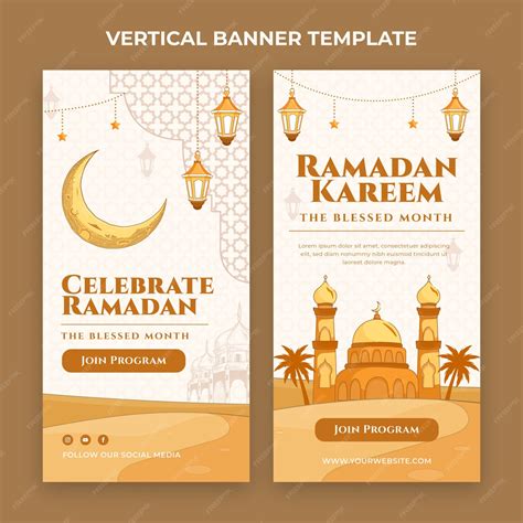 Free Vector Flat Ramadan Vertical Banners Set