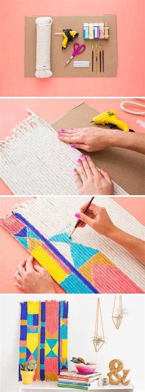 Colorful Rope Wall Art Is Ridiculously Easy To Make Rope Crafts Rope