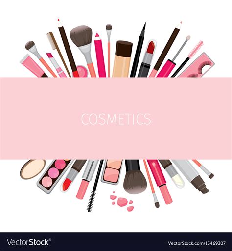 Makeup Cosmetics Tools On Banner Royalty Free Vector Image