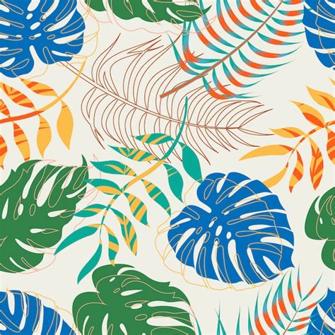 Premium Vector Floral Seamless Pattern With Leaves