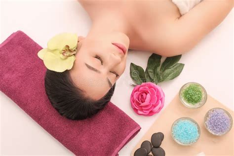 Woman Under Professional Facial Massage In Beauty Spa Stock Image Image Of Indoors High