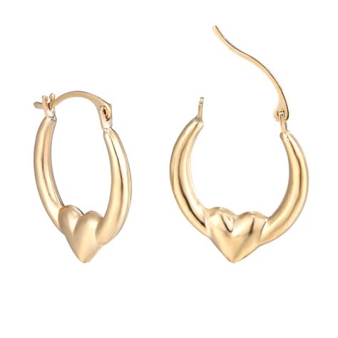9ct Gold Heart Creole Earrings Etsy
