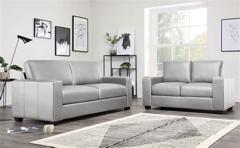 Mission Light Grey Leather 32 Seater Sofa Set In 2020 Taupe Sofa