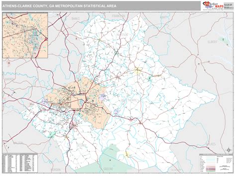Athens-Clarke County, GA Metro Area Wall Map Premium Style by