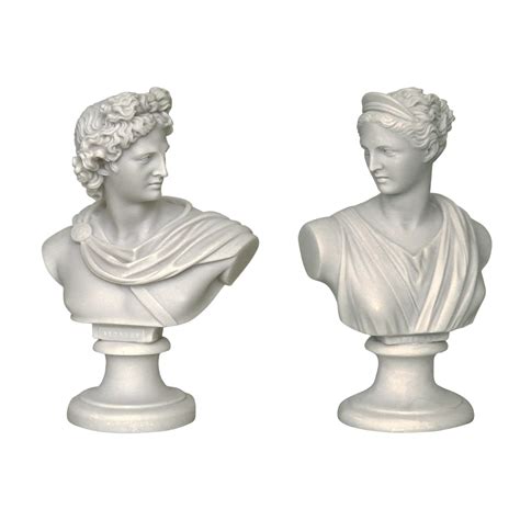 Set Apollo God And Artemis Goddess Busts Sculptures Greek Etsy