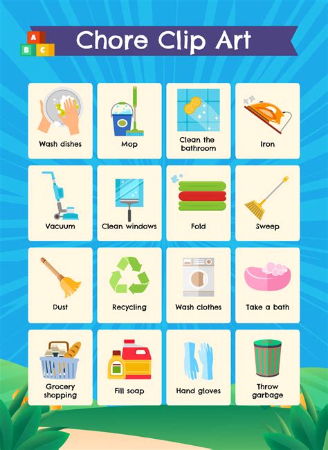 Commercial And Personal Use Chore Chart Clipart Printable Chore Chart