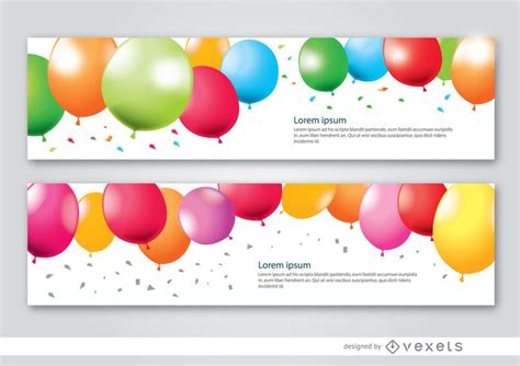 2 Party Balloons Banners Vector Download