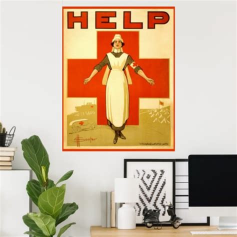 Red Cross Nurse Vintage World War 1 Poster Canvas Poster Zazzle