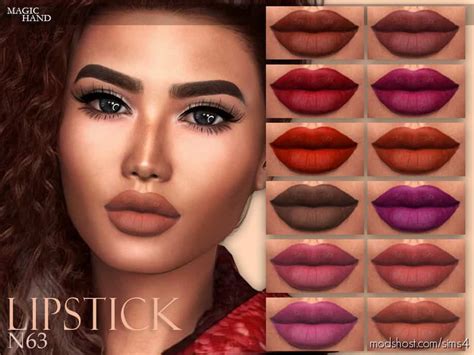 Lipstick N63 Mod For The Sims 4 At Modshost 12 Available Colors