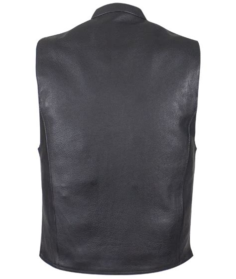 Mens Naked Cowhide Leather Vest W Low Collar MLSV10 Leather Supreme