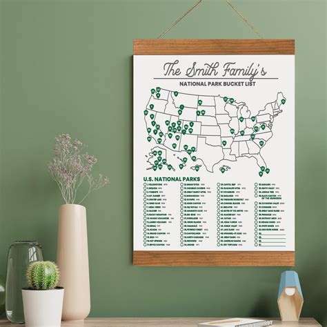 Xl Personalized Us National Park Bucket List Map On Canvas