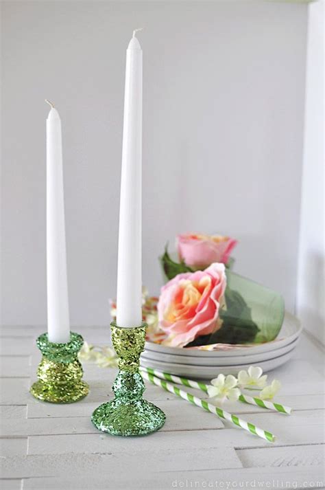 Diy Two Toned Glitter Candle Holders Glitter Candle Holders Glitter