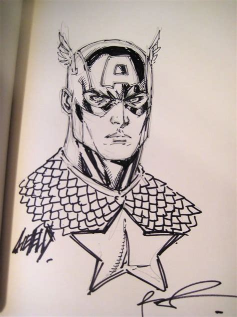 Captain America Sketch By Rob Liefeld Comic Art Sketch Jim Lee Art