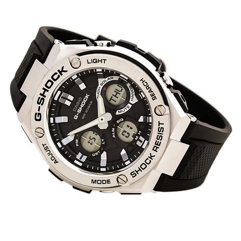 Mens G Shock Stainless Steel Quartz Watch With Resin Strap Black 26