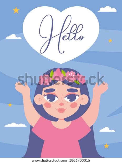 Cute Girl Saying Hello Girl Illustration Stock Vector Royalty Free
