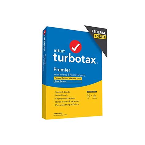TurboTax Premier 2020 Desktop Tax Software Federal And State Returns