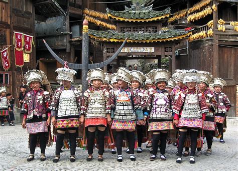 Miao Taojiang Style Leishan County Guizhou China Hmong Clothes Miao People Traditional