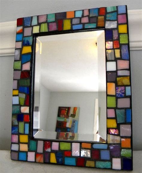 mosaic stained glass beveled mirror jewel colors etsy stained glass mosaic stained glass
