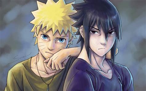 Загрузить Naruto Uzumaki characters Sasuke Uchiha manga Naruto обои