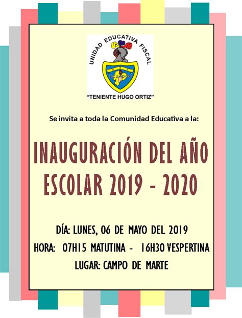 Unidad Educativa Fiscal Tnte Hugo Ortiz Inauguración Del Año Lectivo