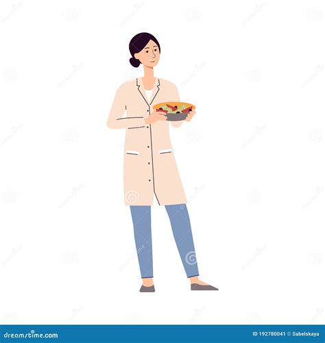 Nutritionist Or Dietolog Female Cartoon Character Vector Illustration