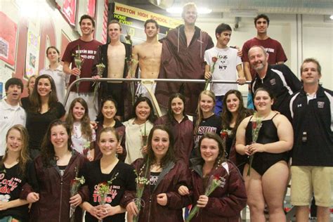 Weston Swimming And Diving Team Says Goodbye To Seniors Weston Ma Patch