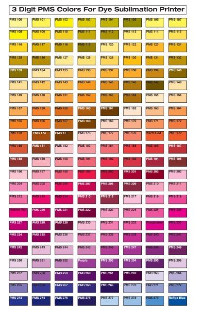 Rgb Color Chart For Sublimation