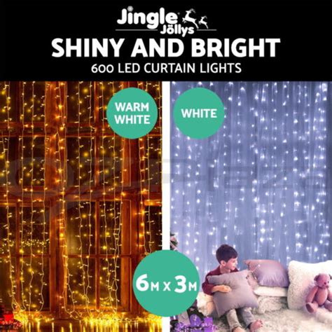 Jingle Jollys Christmas Curtain Lights 6x3m Led Fairy String Light 2